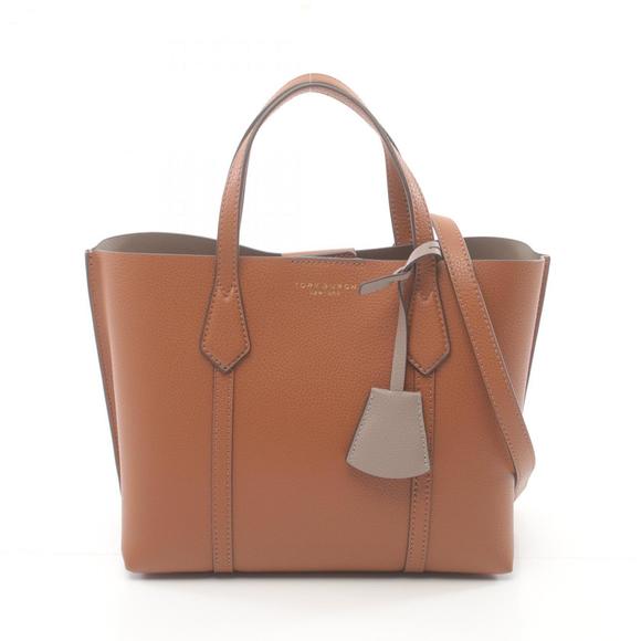 Tory Burch Perry Small Triple Compartment Handbag Bag Leather Women's Brown 8192 - Picture 1 of 5